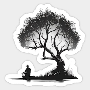 Meditation under a Tree - Designs for a Green Future Sticker